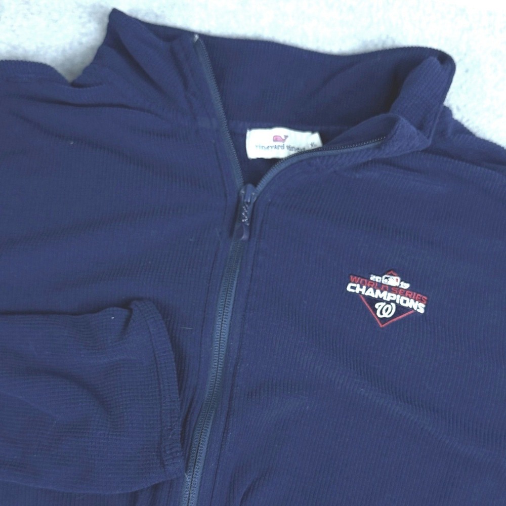 Vineyard Vines Pullover Mens XL Blue 2019 World Series Champions Nationals Q-Zip